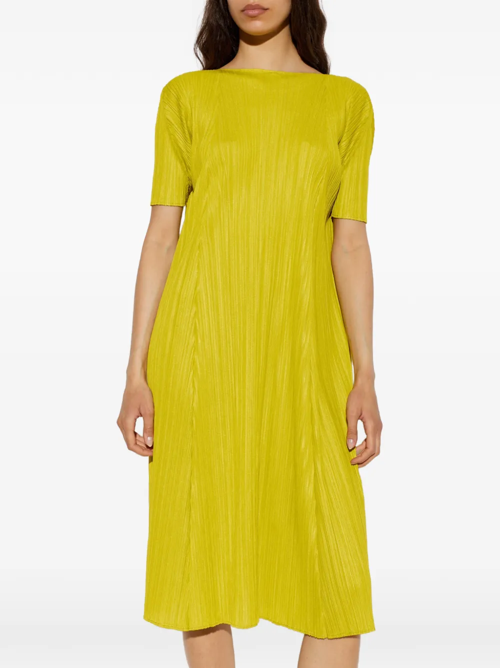 Pleats Please Issey Miyake Pleats Please midi-jurk Geel