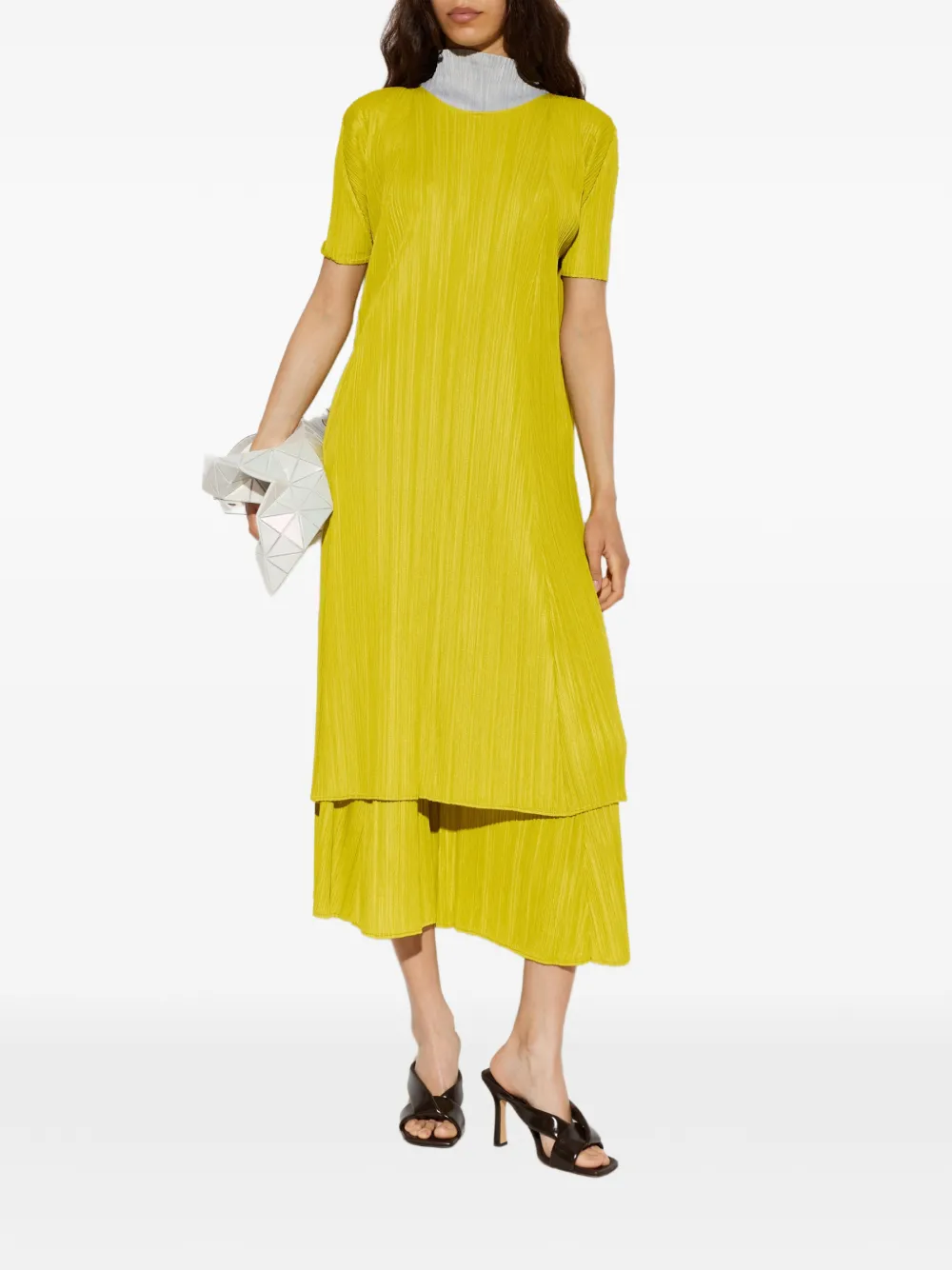 Pleats Please Issey Miyake Pleats Please midi-jurk Geel