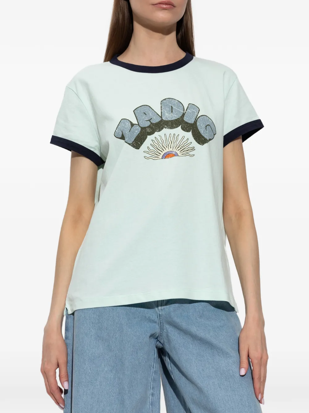 Zadig&Voltaire Walk logoprint ringer T-shirt Blauw