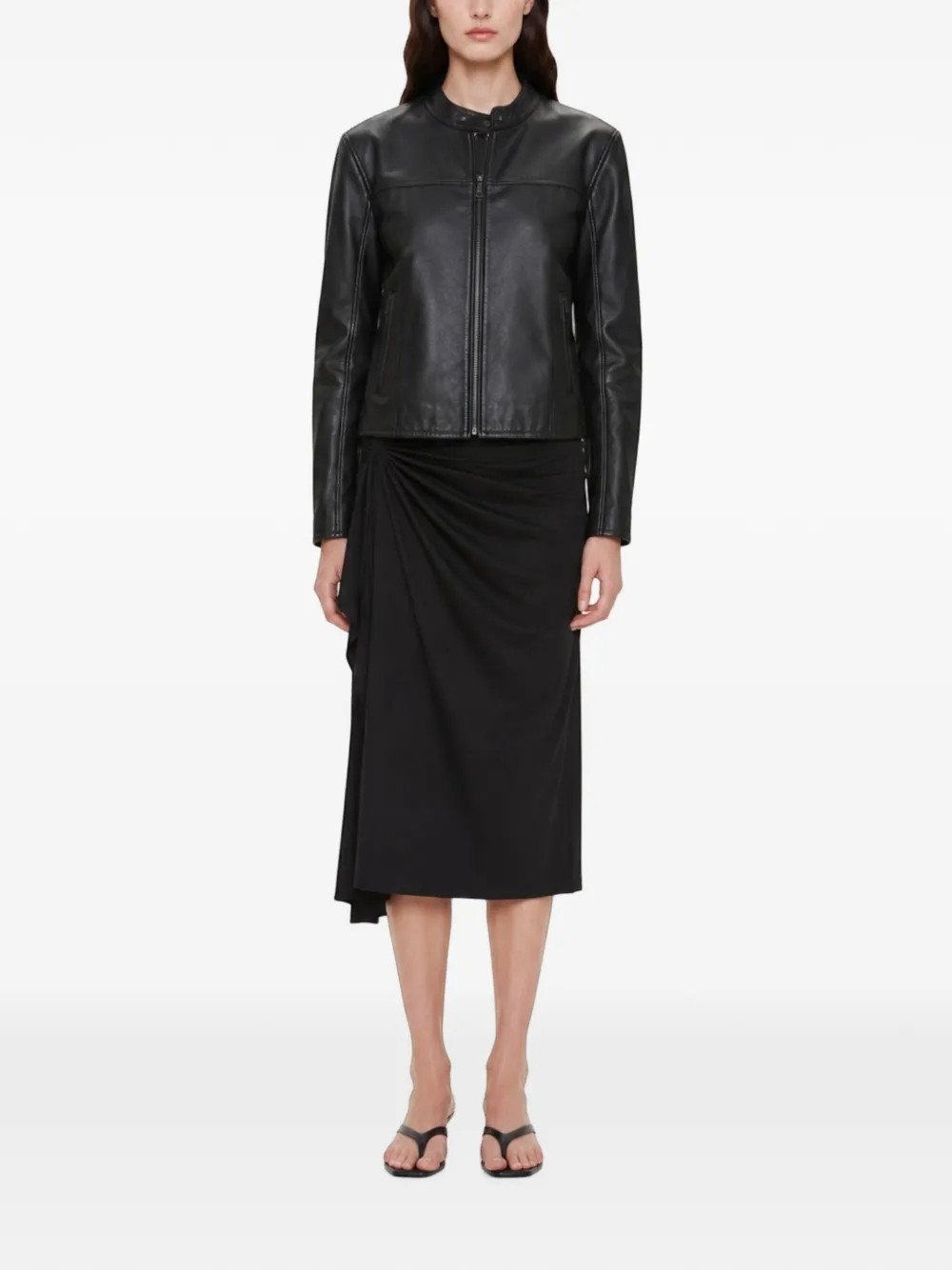 VETEMENTS Leren jack met rits Zwart