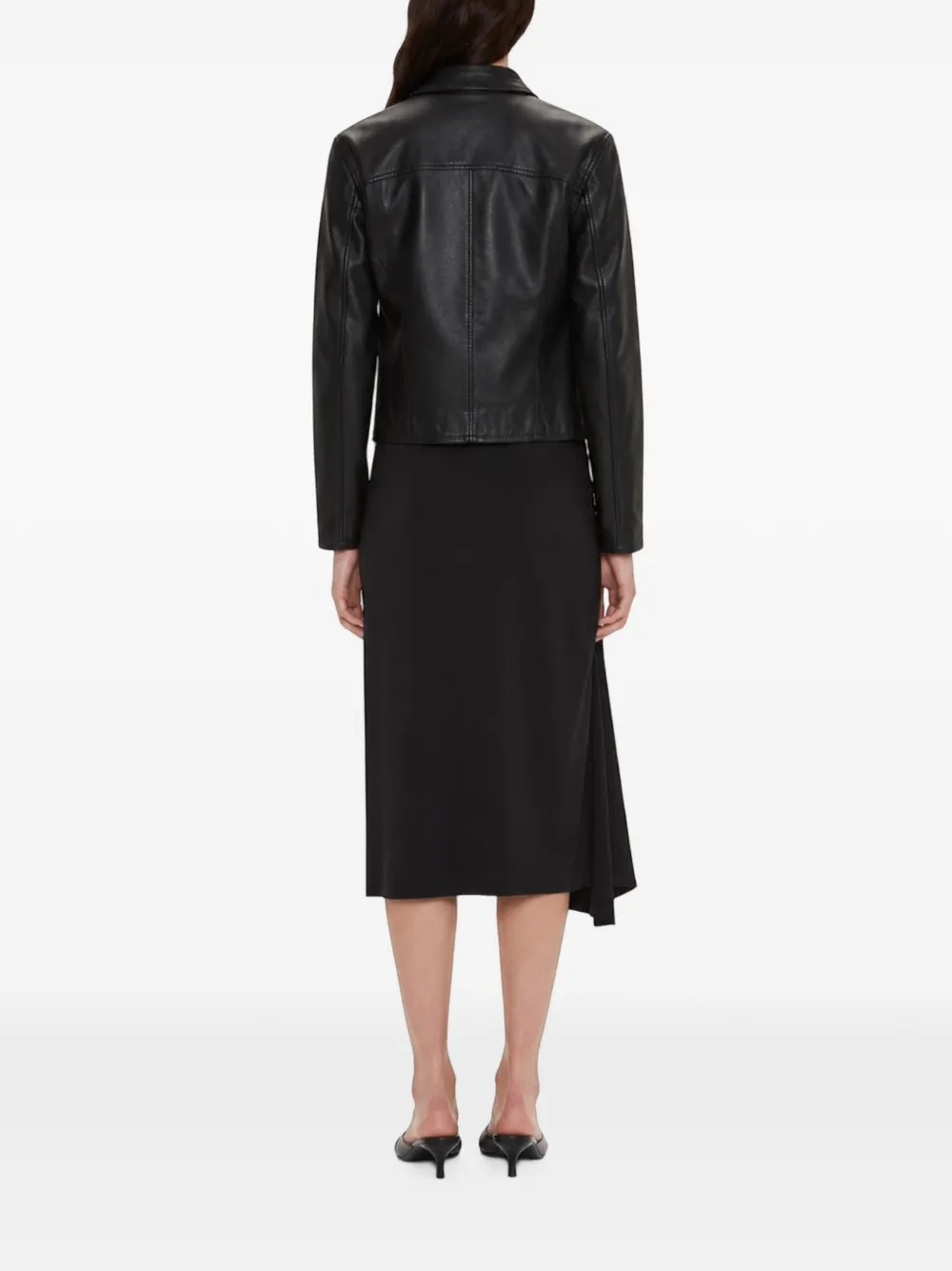 VETEMENTS Leren jack met rits Zwart