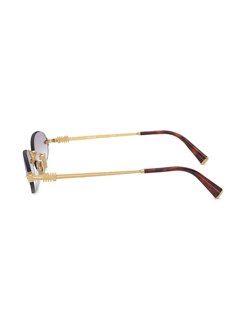 Miu Eyewear Zonnebril met ovalen montuur Goud