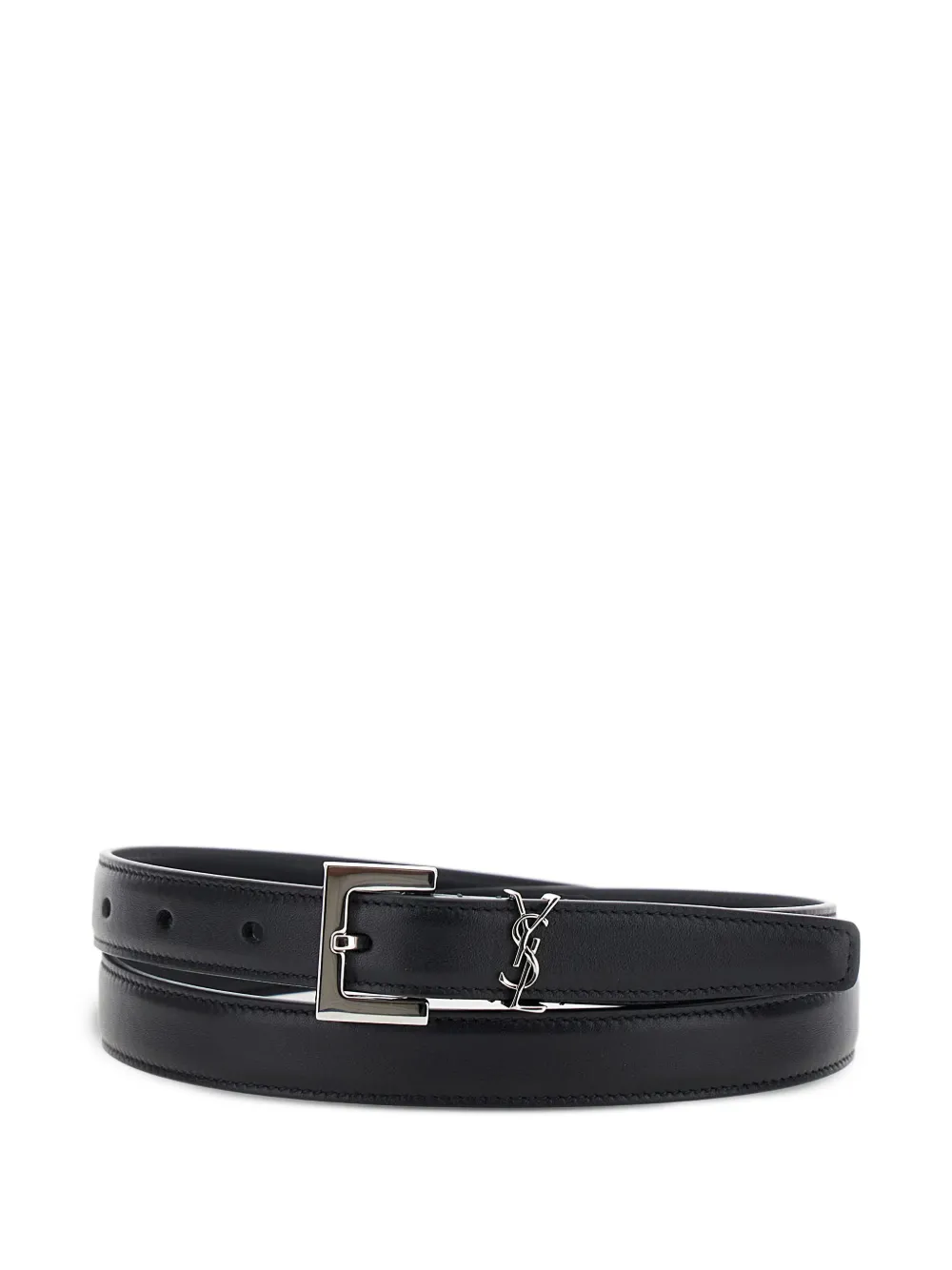 Saint Laurent Cintura Cassandre in pelle - Nero