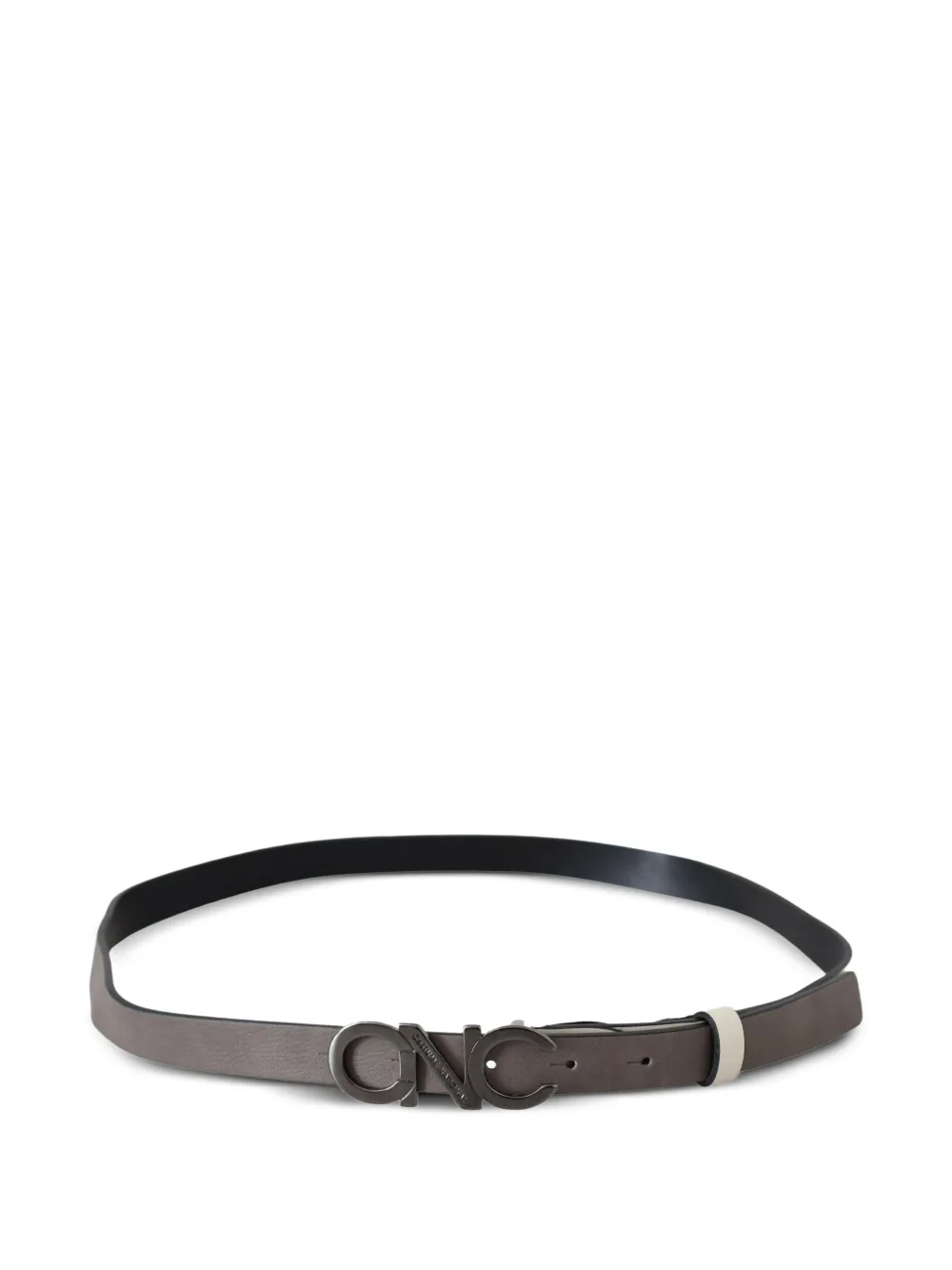 Costume National Leren riem met logogesp Beige