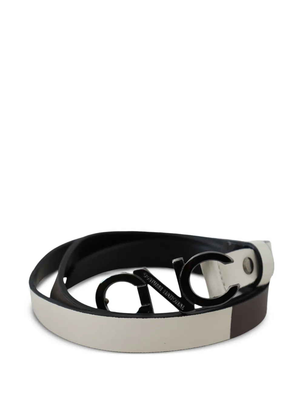 Costume National Leren riem met logogesp Beige