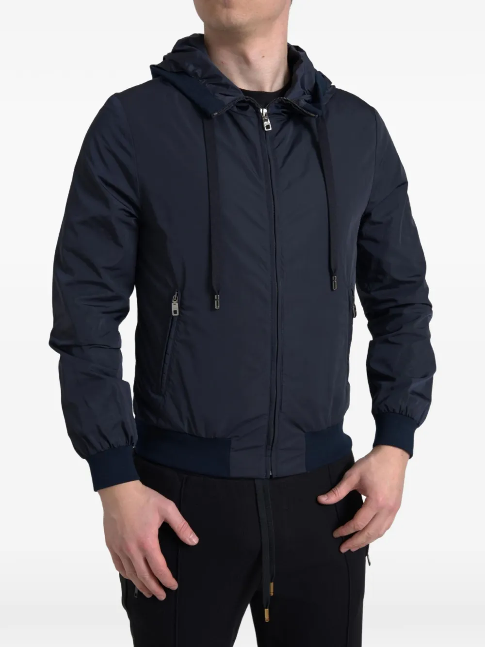 Dolce & Gabbana Giacca con logo e cappuccio - Blu