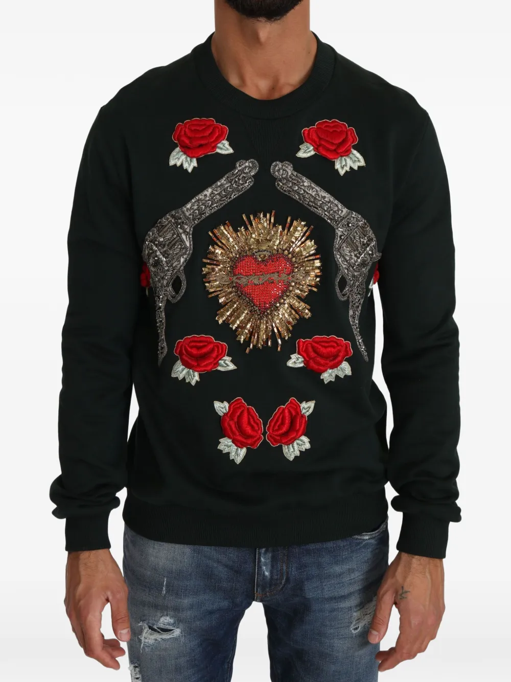 Dolce & Gabbana Sacred Heart Pullover mit Verzierung - Schwarz