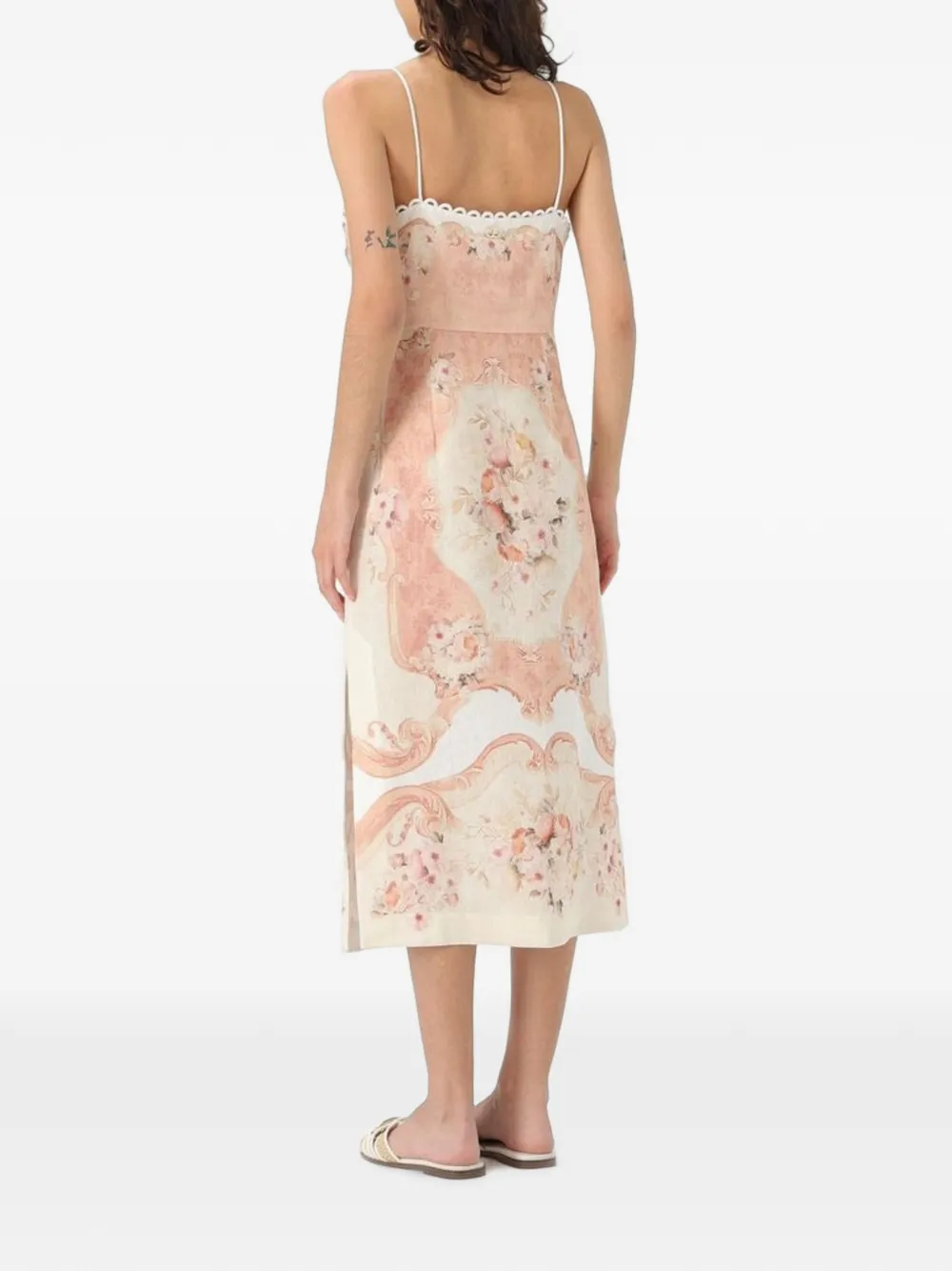 TWINSET Jurk met bloemenprint en gewelfde afwerking Beige