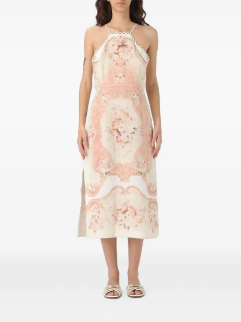 TWINSET vestido midi con estampado floral y ribete festoneado