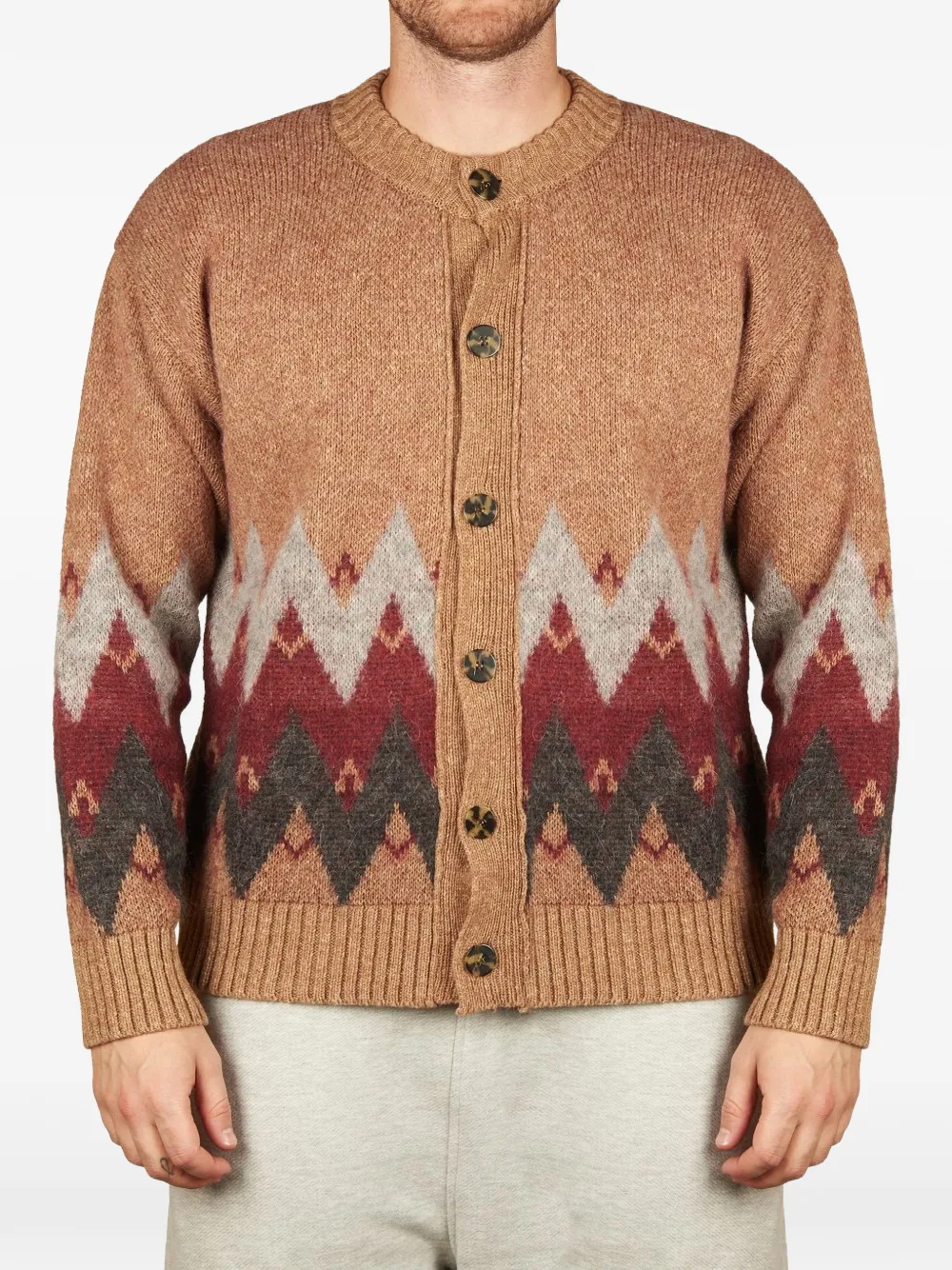AMARÁNTO chevron-knit button-up cardigan - Marrone