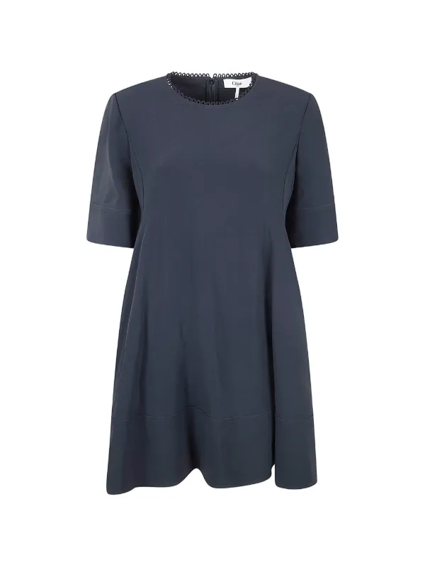 Chloé Short A-line Crepe Dress in Black