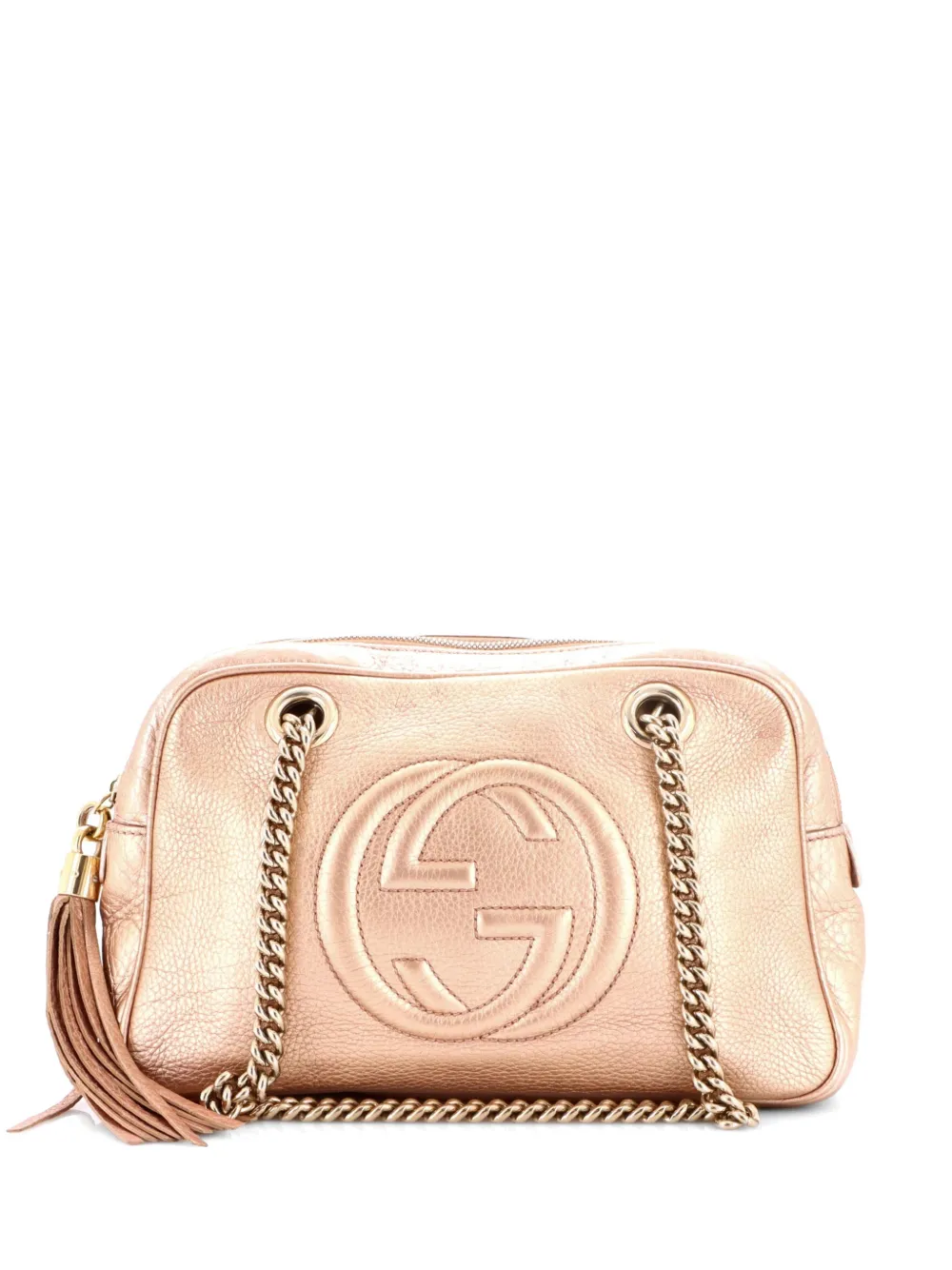 Gucci Pre-Owned Borsa a spalla Soho piccola in pelle con zip e catena - Effetto metallizzato