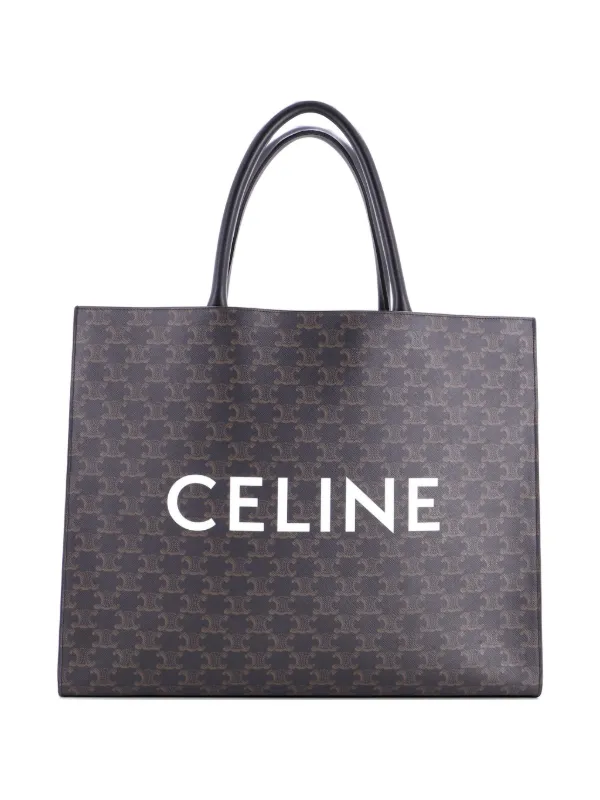 Celine Pre-owned Horizontal Logo Cabas Triomphe Coated Canvas Tote Bag in Brown