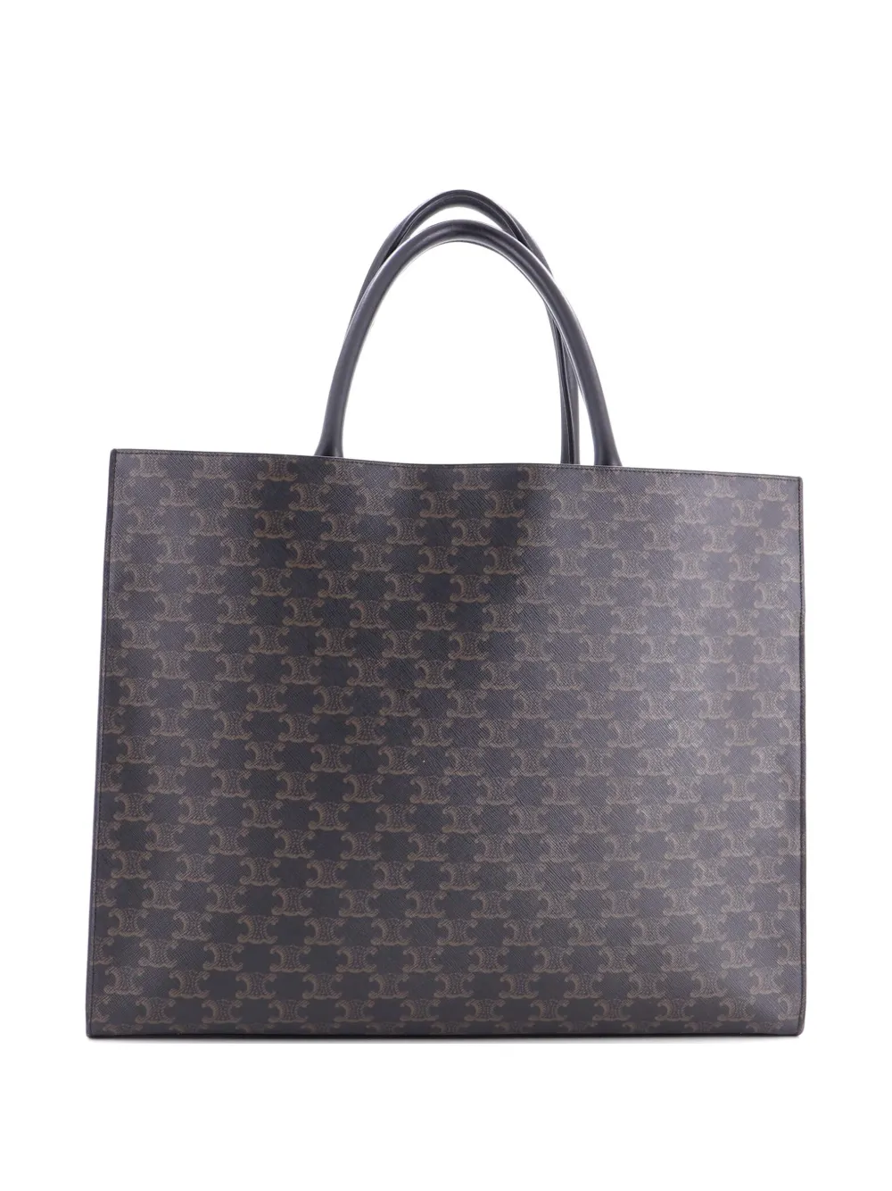 Celine Pre-owned Horizontal Logo Cabas Triomphe Coated Canvas Tote Bag in Brown, view 2