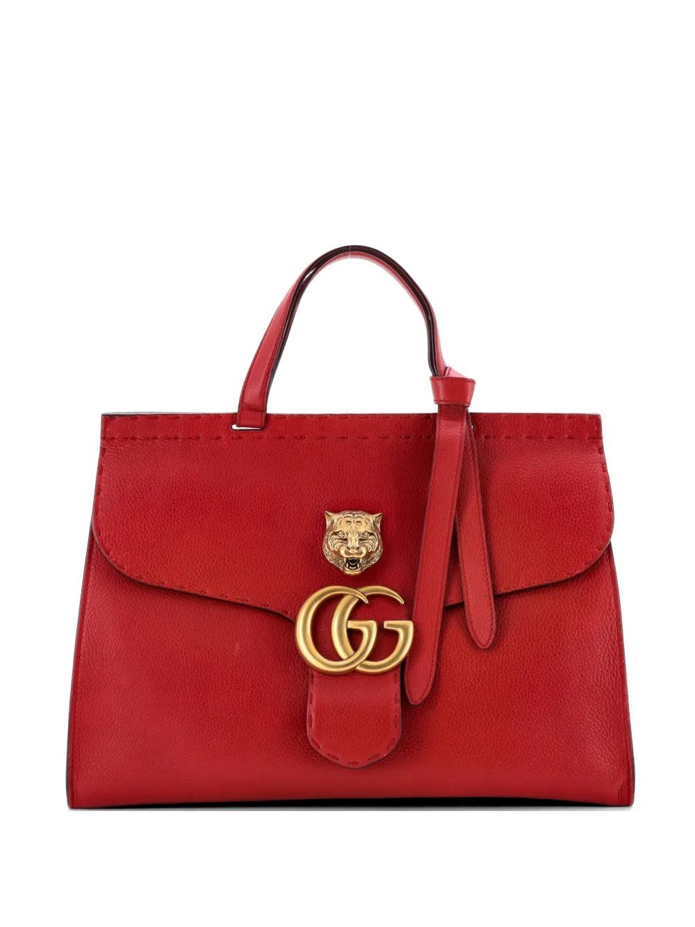 Gucci Pre-Owned Borsa a tracolla GG Marmont media animalier - Rosso
