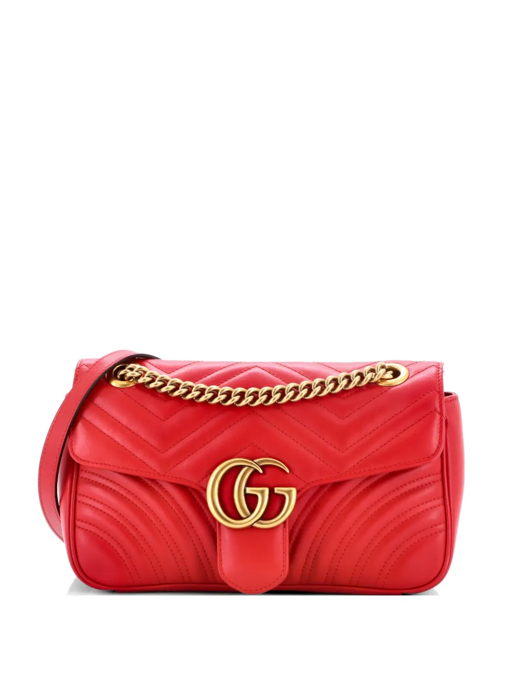 Gucci Pre-Owned Borsa a tracolla GG Marmont piccola in pelle matelassè con battente - Rosso