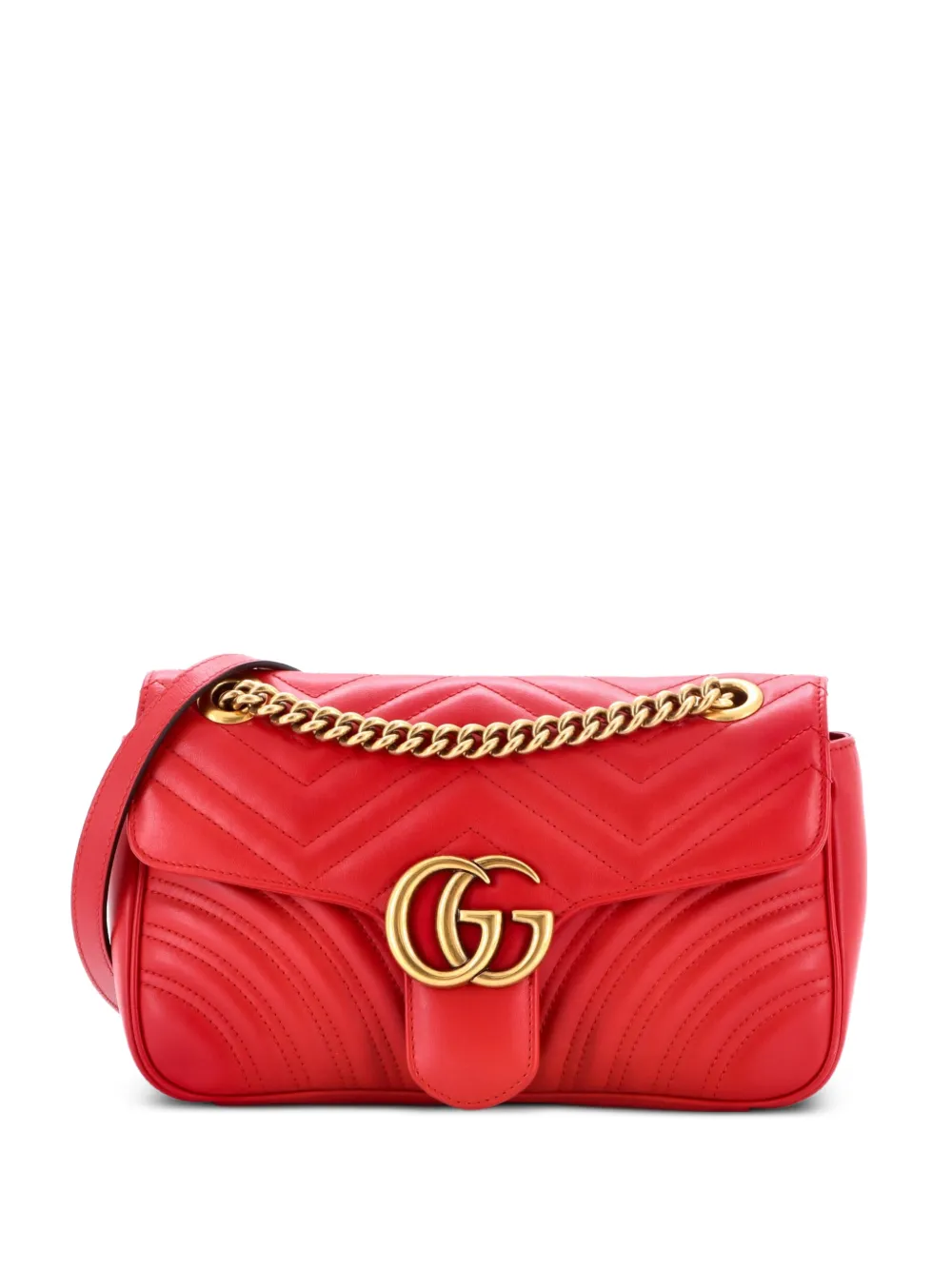 Gucci Pre-Owned Borsa a tracolla GG Marmont piccola in pelle matelassè con battente - Rosso