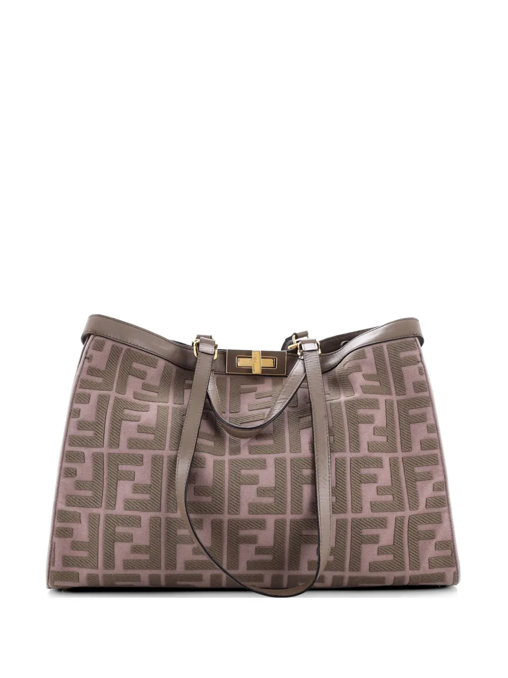 Fendi Pre-Owned Mittelgroße Peekaboo X- Zucca Tote Bag aus Jacquard mit Leder - Nude
