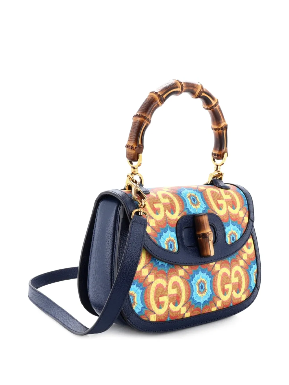 Gucci Pre-Owned バンブー1947 GGキャンバス ハンドバッグ M | ブルー