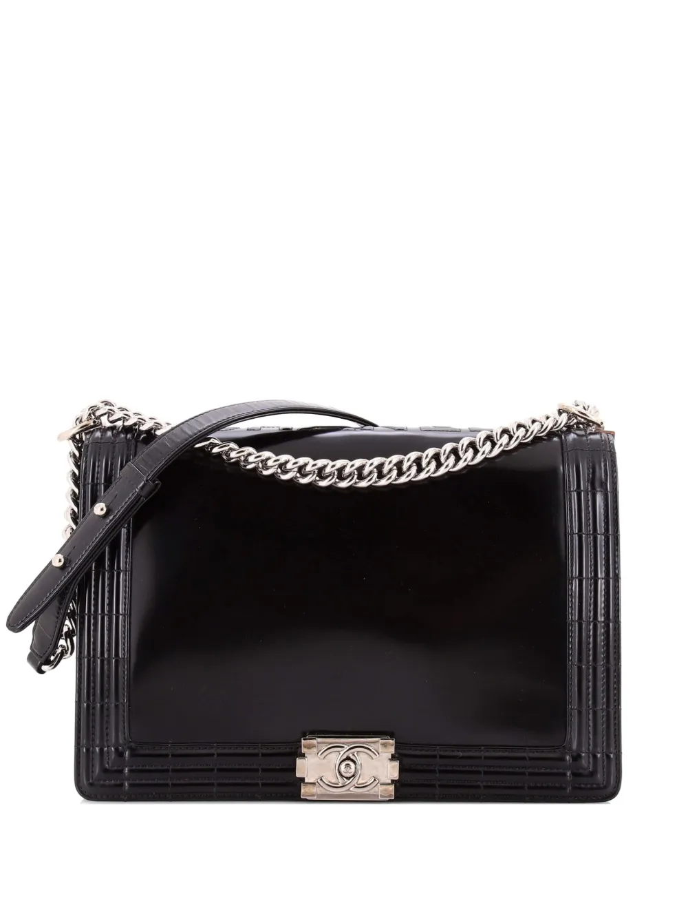 CHANEL Pre-Owned Borsa a spalla Reverso Boy media in pelle di vitello - Nero