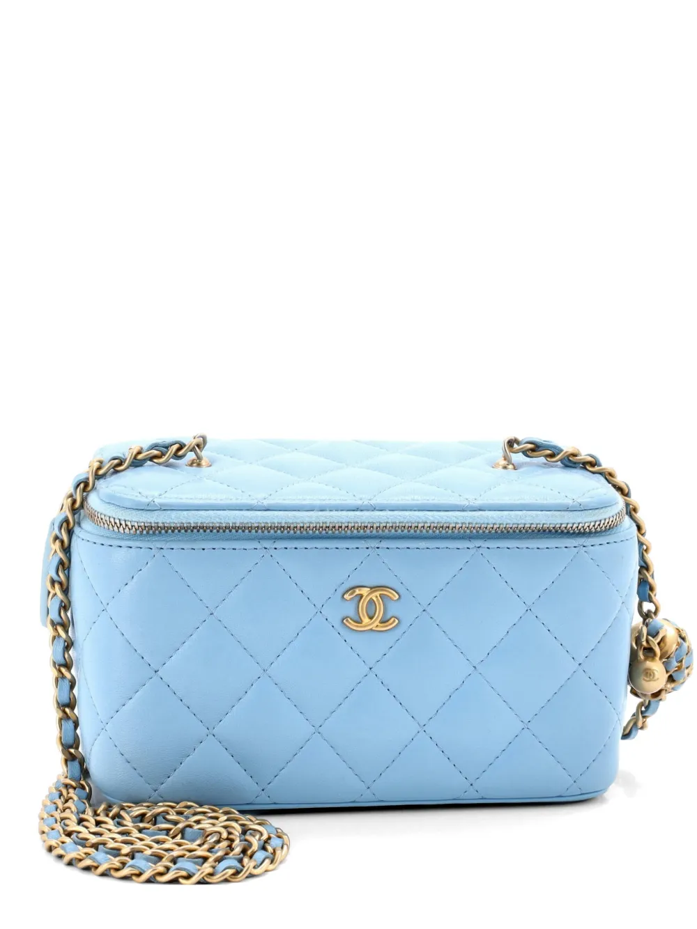 CHANEL Pre-Owned Clutch Pearl Crush Vanity con catena in pelle di agnello - Blu