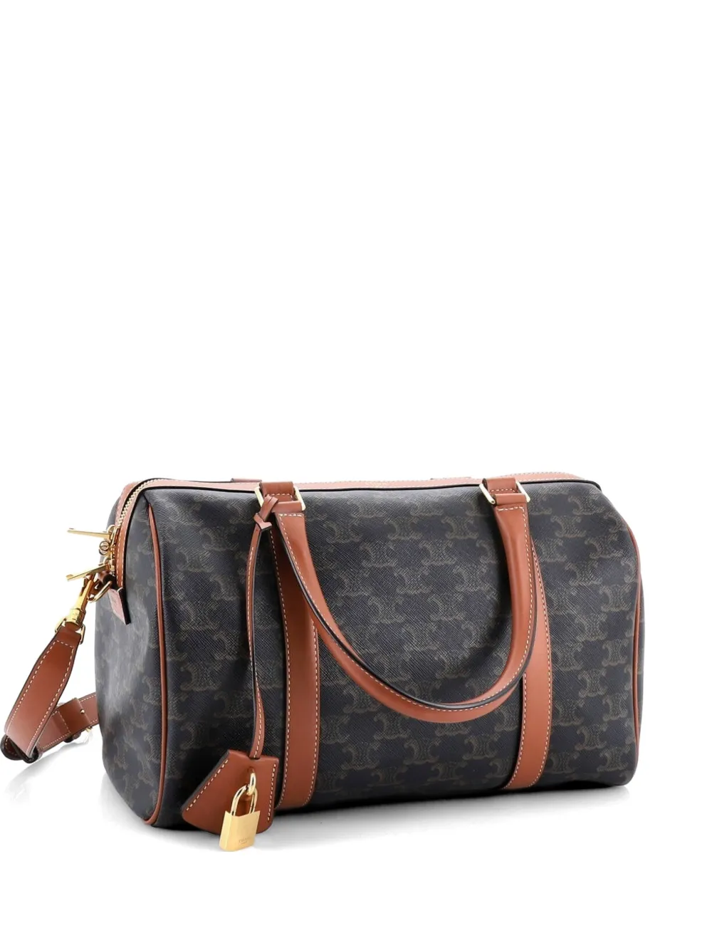 Celine Pre-Owned Boston Bag Triomphe Coated Canvas Large handbag - Brown