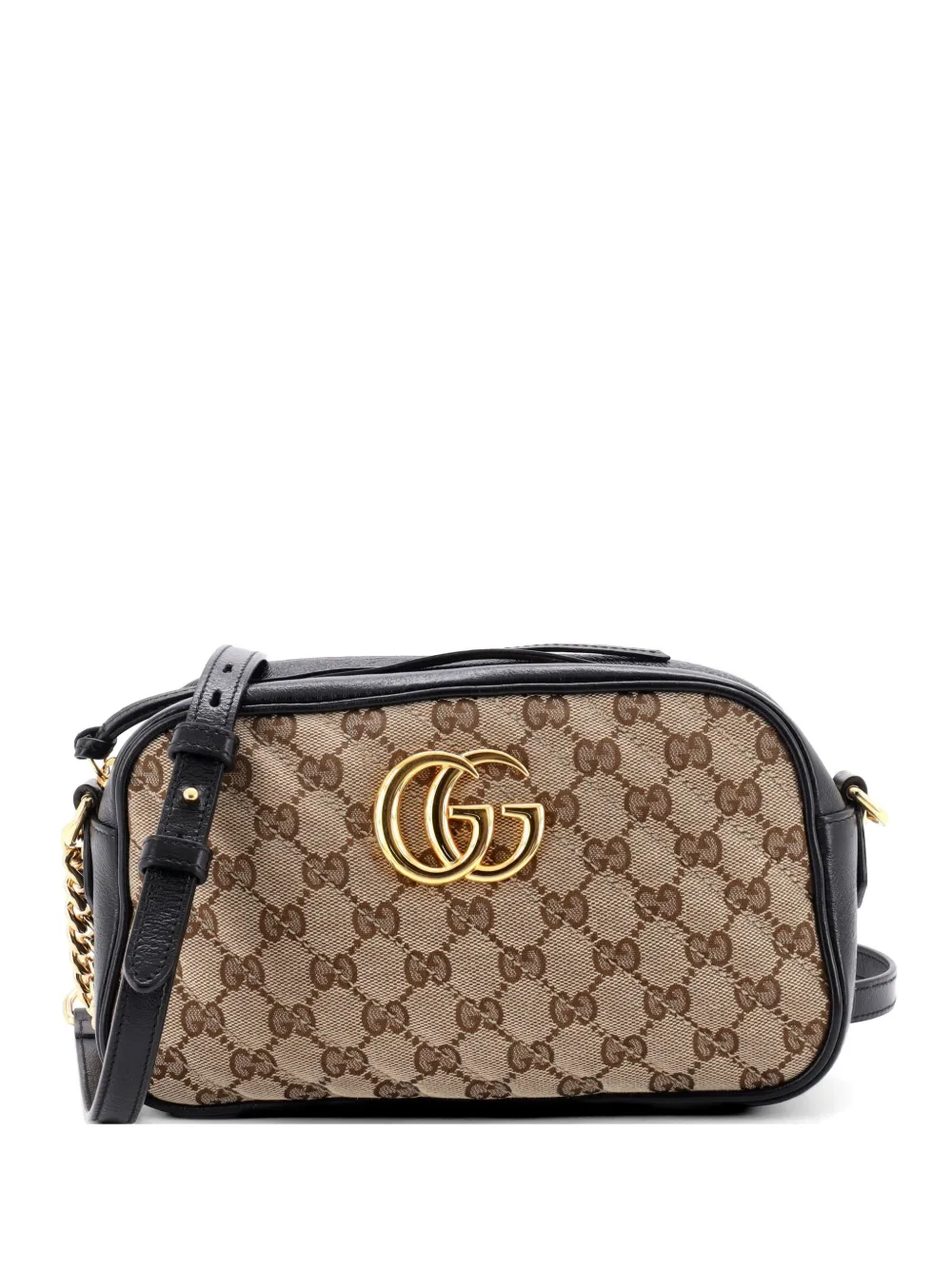 Gucci Pre-Owned Borsa a tracolla GG Marmont piccola in tela GG e pelle trapuntata con motivo diagonale - Nero