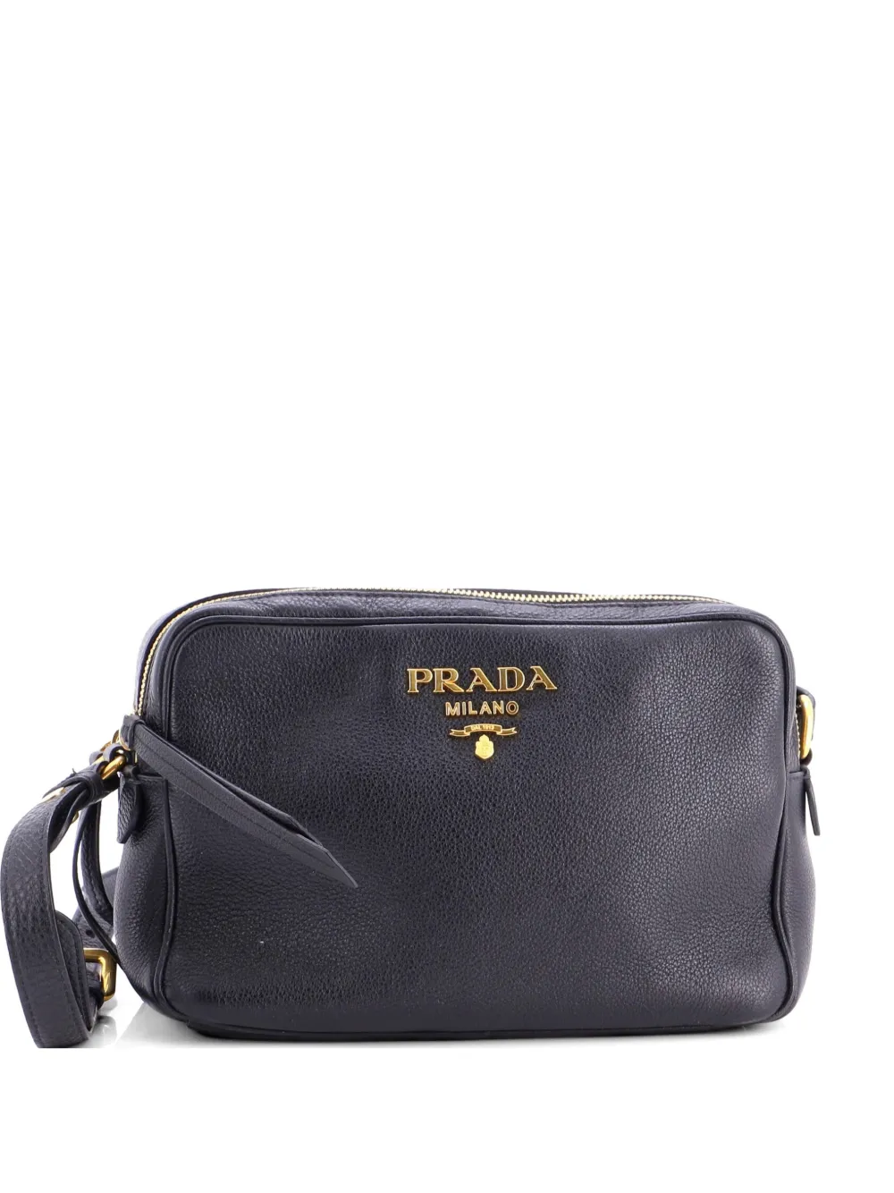 Prada Pre-Owned Double Zip Camera Bag Vitello Phenix Medium crossbody bag - Schwarz