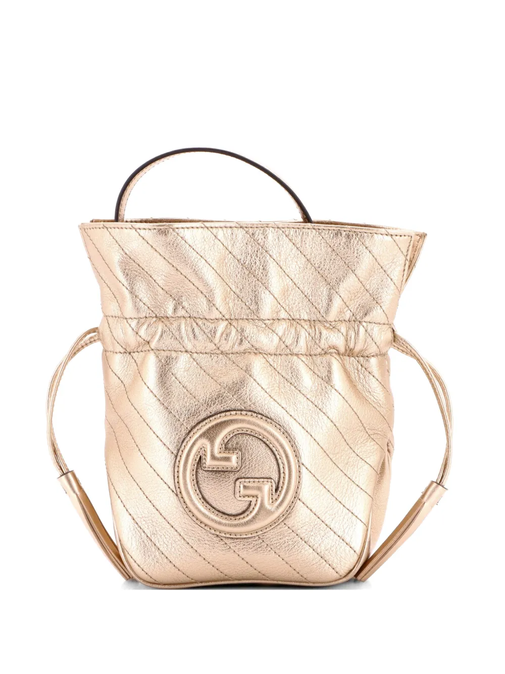 Gucci Pre-Owned Borsa a secchiello Blondie NM mini in pelle trapuntata con motivo diagonale - Oro