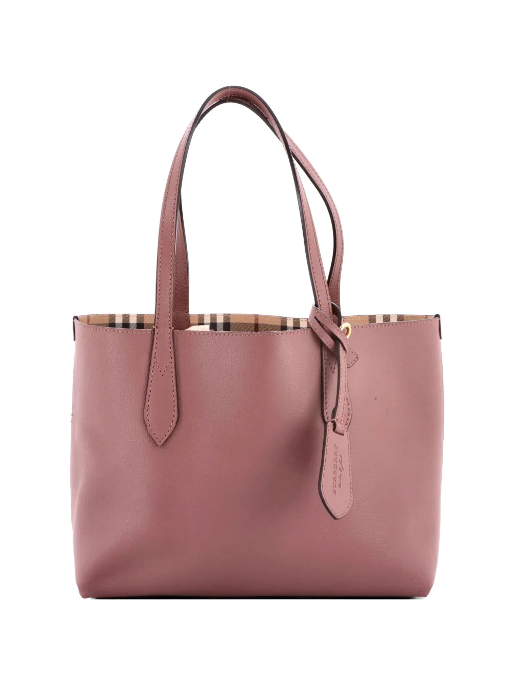 Burberry Pre-Owned Reversible Tote Haymarket Coated Canvas and Leather Small satchel - Pink