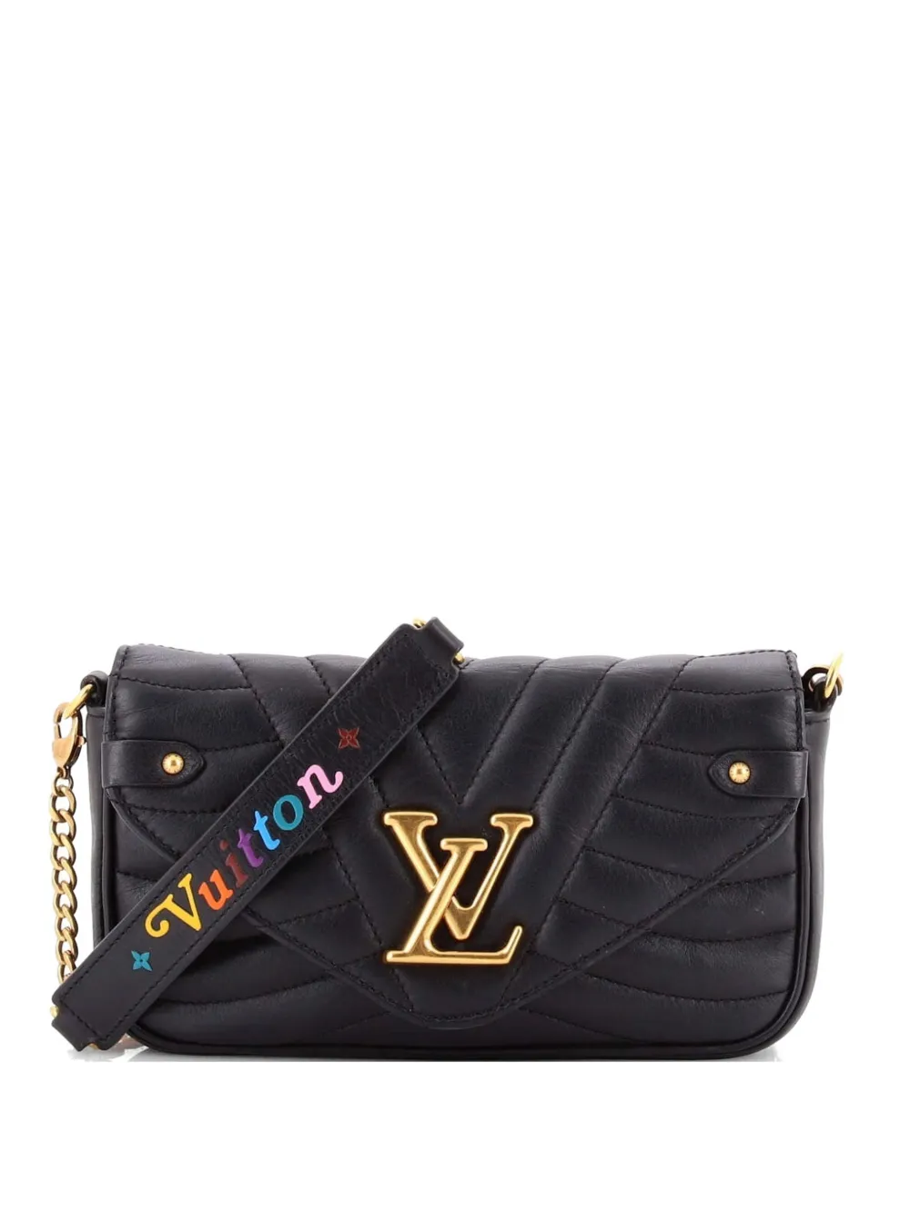 Louis Vuitton Pre-Owned Clutch New Wave Chain in pelle trapuntata - Nero