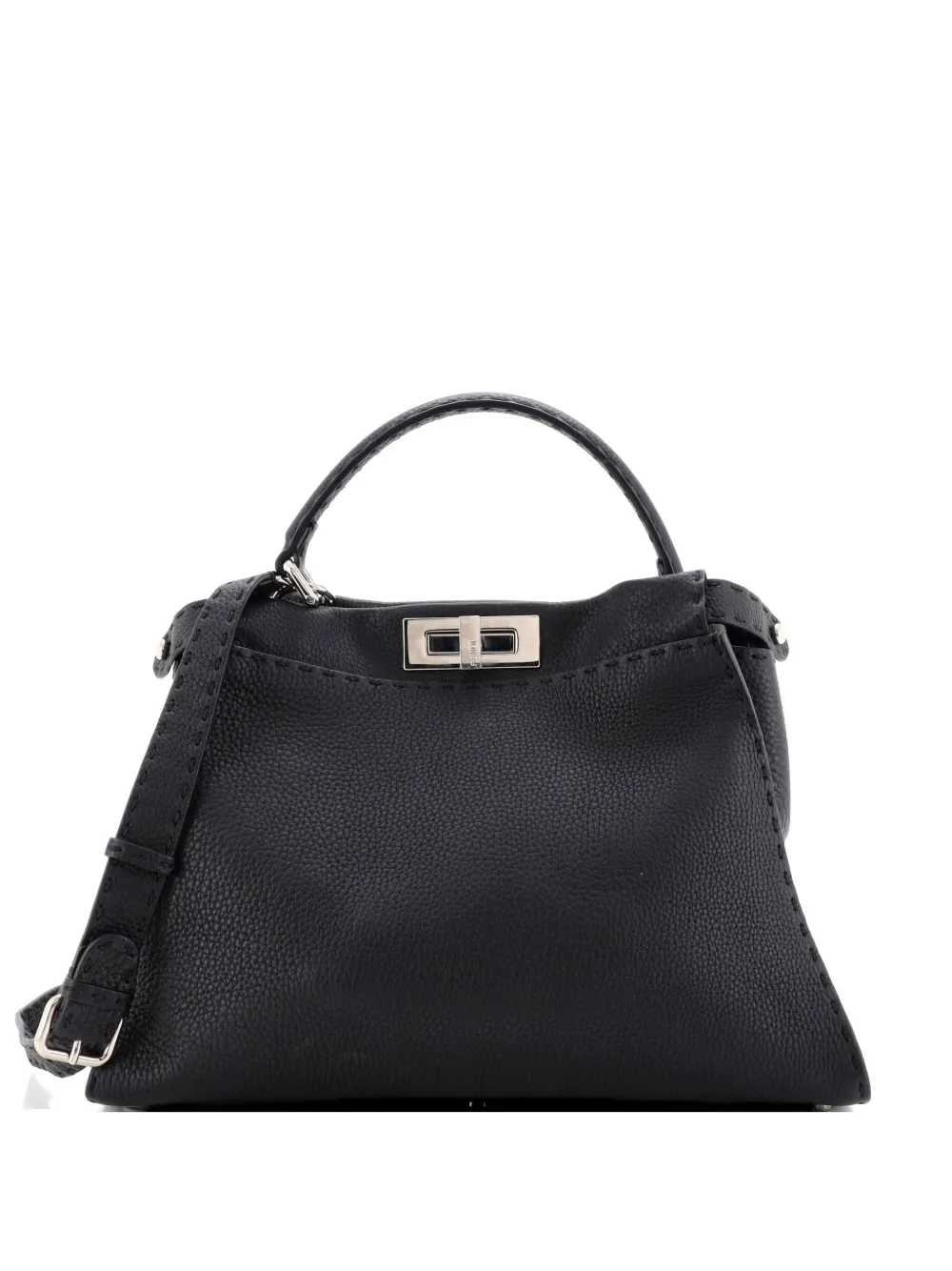 Fendi Pre-Owned Borsa a tracolla Selleria Peekaboo media in pelle - Nero