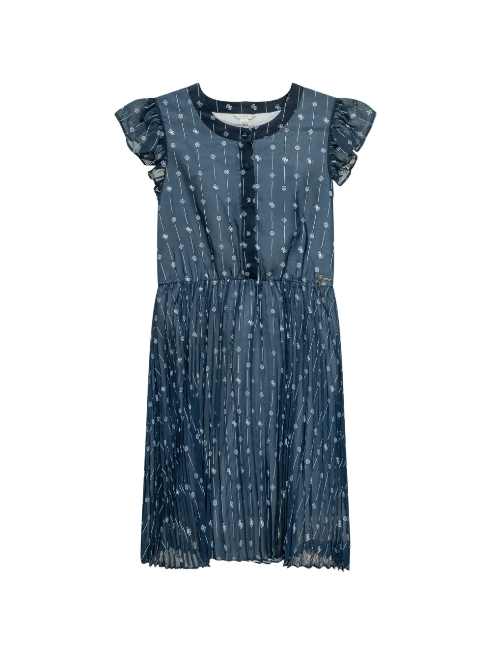 guess kids pleated ruffled dress - Blau
