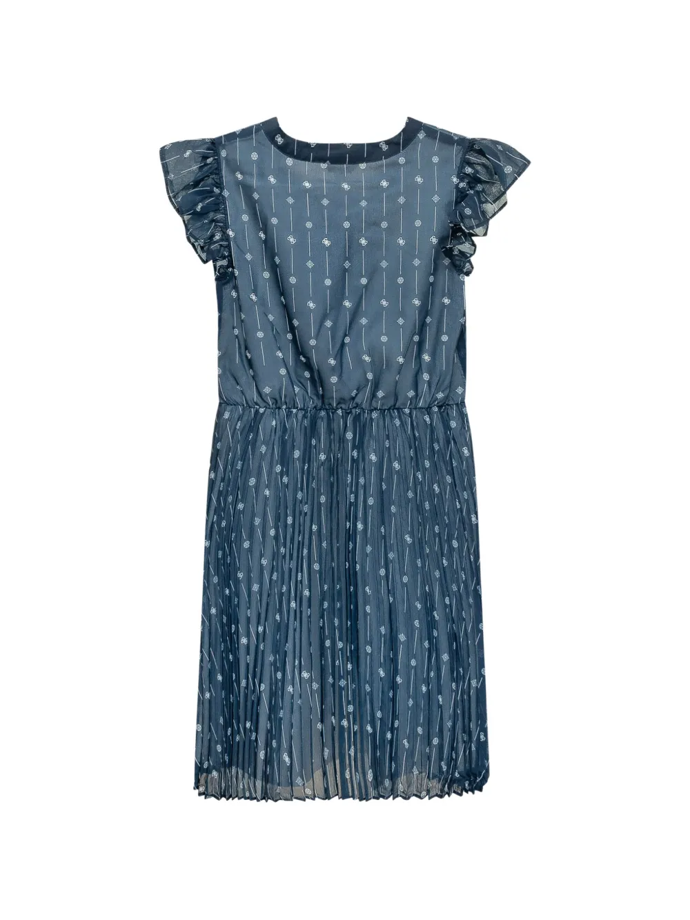 guess kids Geplooide jurk met ruches Blauw