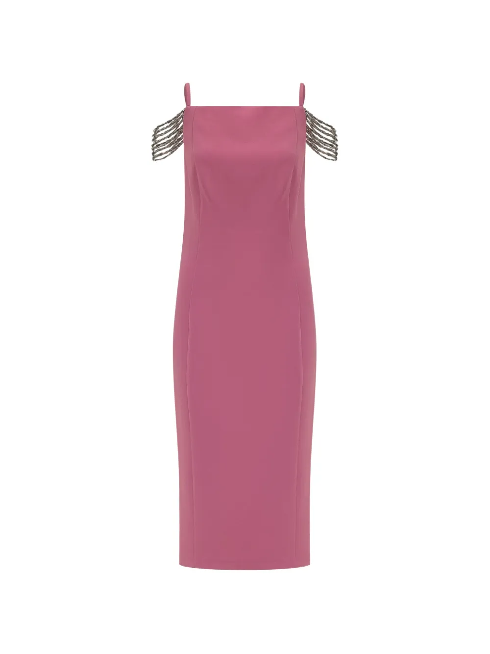 PINKO chain-embellished cold-shoulder midi dress - Rosa