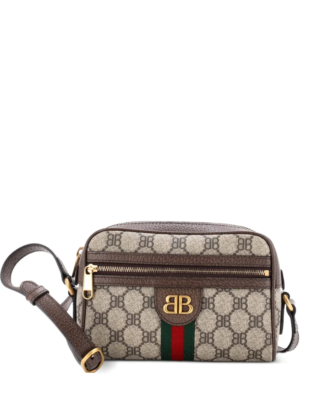 Balenciaga Pre-Owned x Gucci Borsa a tracolla The Hacker Project mini in tela cerata BB - Marrone