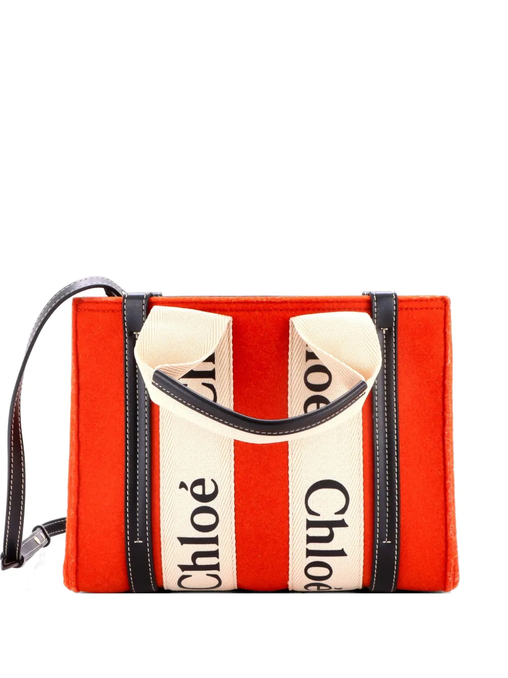 Chloé Pre-Owned Borsa tote Woody piccola in e feltro riciclato con dettagli in pelle e tela - Blu