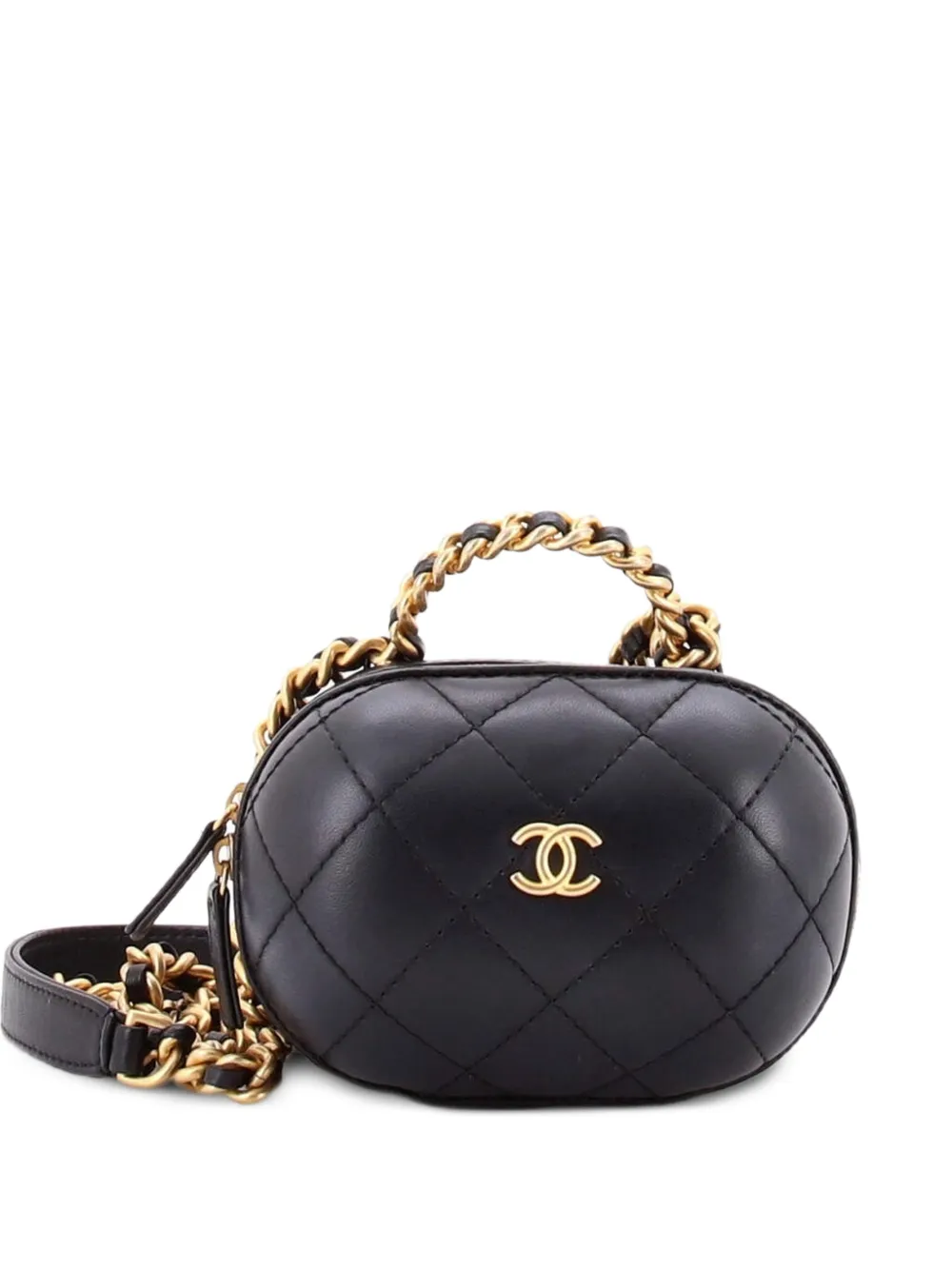 CHANEL Pre-Owned Kleine CC Bubble Kosmetiktasche mit Kettensteppung - Schwarz