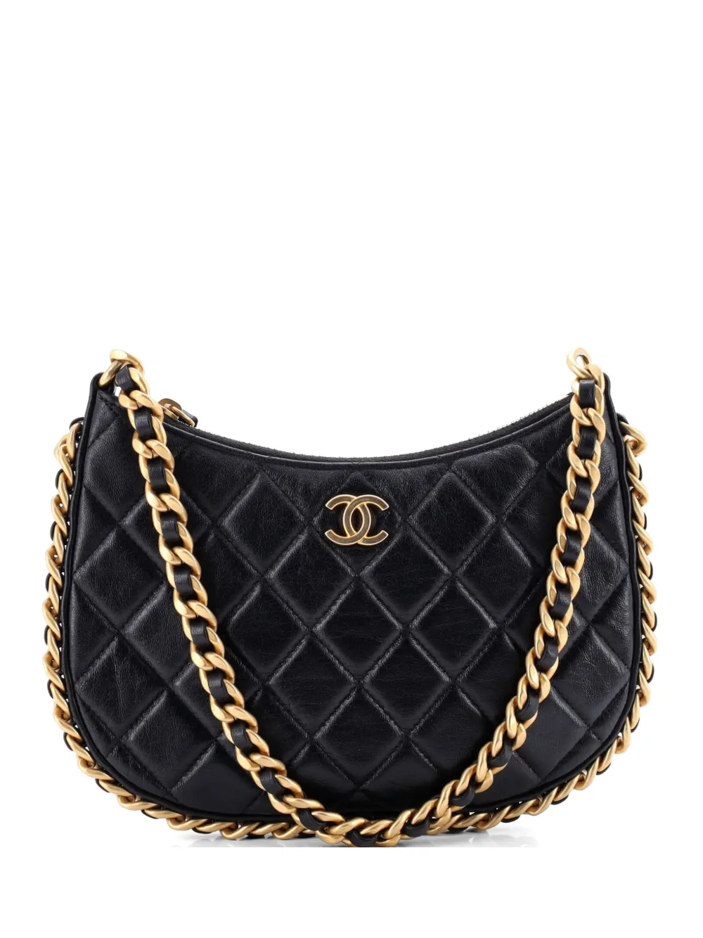 CHANEL Pre-Owned Borsa passepartout CC in pelle di agnello trapuntata con catena - Nero