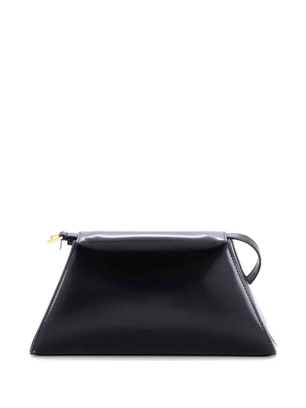 Prada Pre-owned Trapezoid Flap Brushed Leather Shoulder Bag in Black, view 2