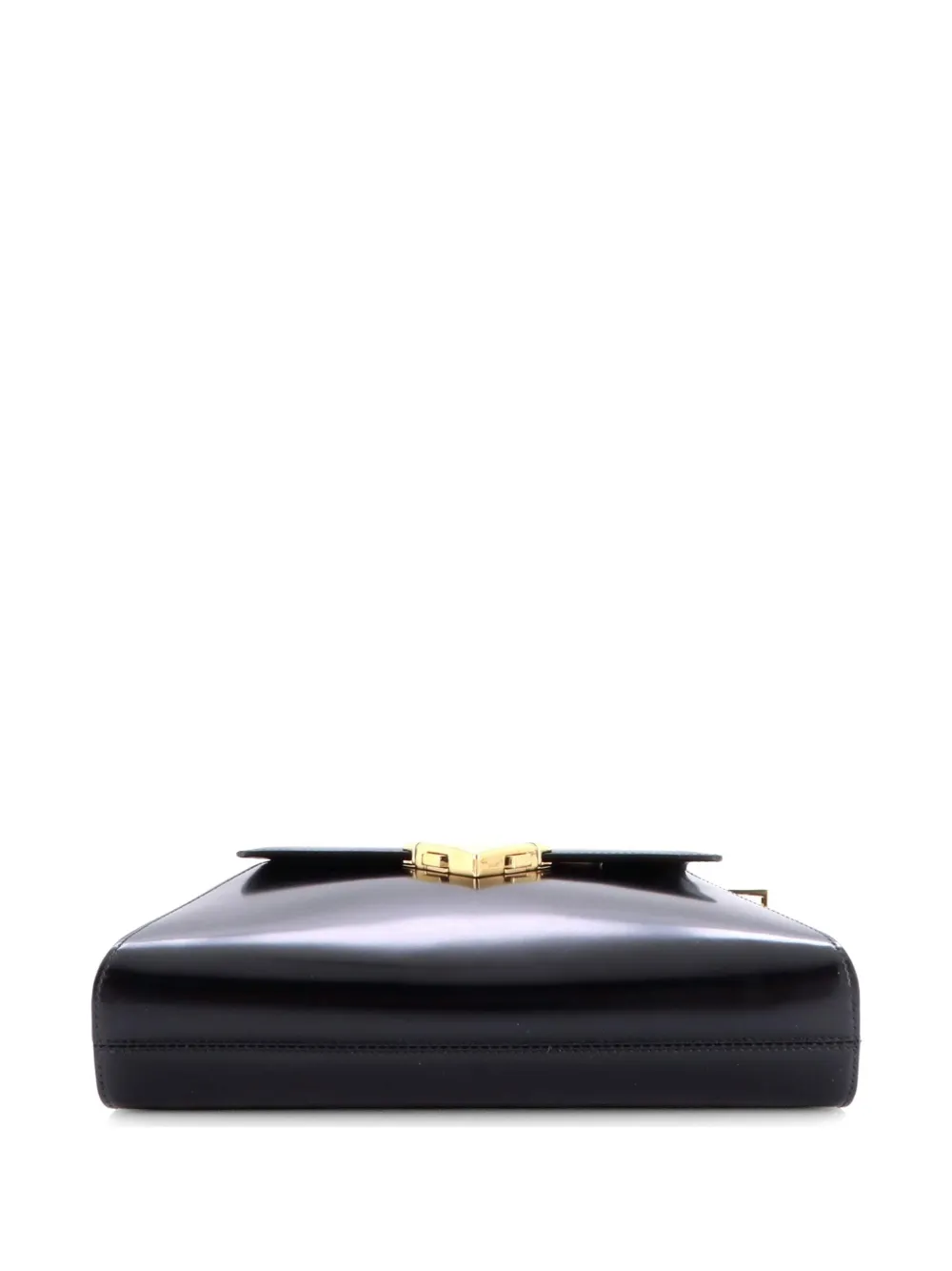 Prada Pre-owned Trapezoid Flap Brushed Leather Shoulder Bag in Black, view 4