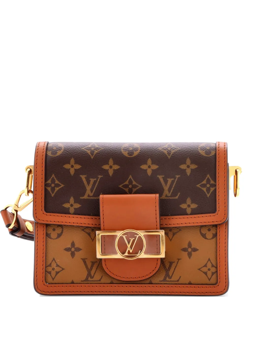 Louis Vuitton Pre-Owned Borsa a spalla Dauphine mini in tela Reverse Monogram con tracolla - Marrone