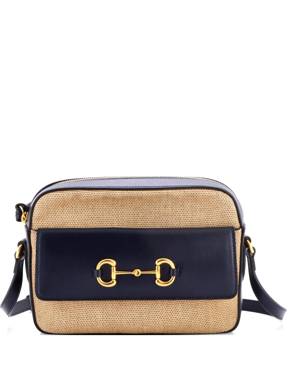 Gucci Pre-Owned Borsa a tracolla Horsebit 1955 piccola in tela cerata e pelle con battente - Blu