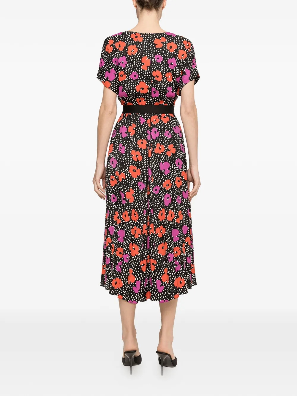 NISSA Viscose midi-jurk met bloemenprint Zwart