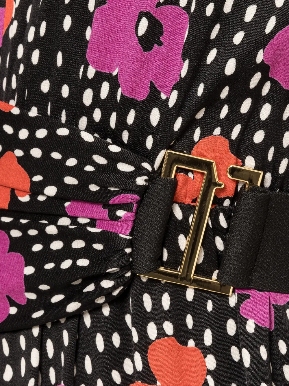 NISSA Viscose midi-jurk met bloemenprint Zwart