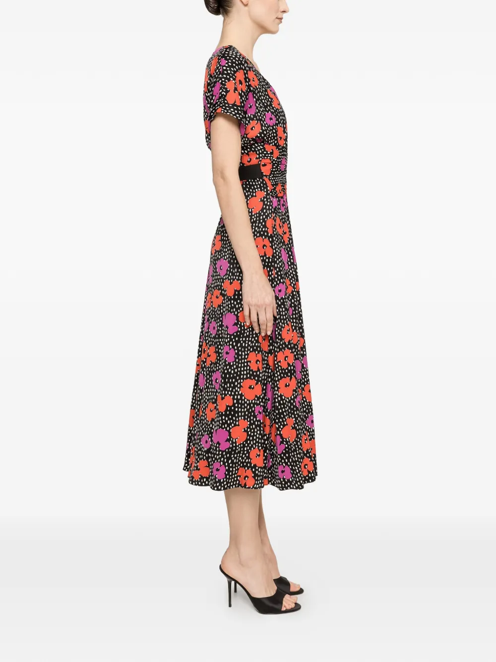 NISSA Viscose midi-jurk met bloemenprint Zwart