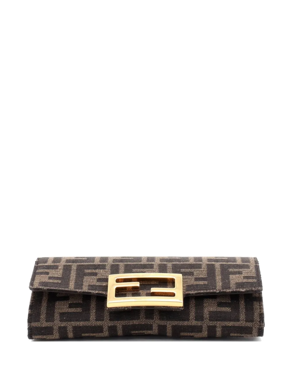Fendi Pre-Owned Baguette Continental Wallet on Chain FF Jacquard Fabric crossbody bag - Marrone