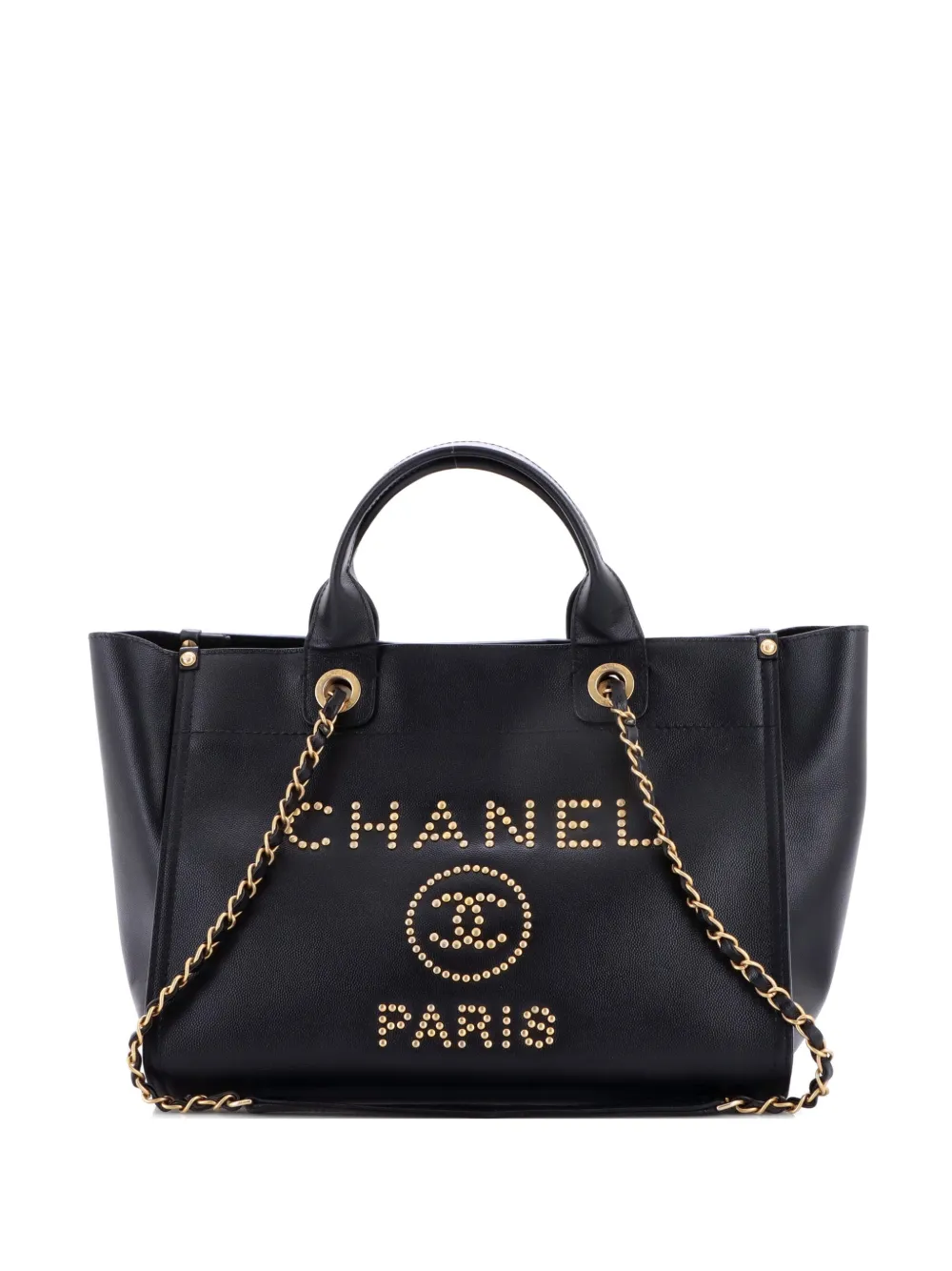 CHANEL Pre-Owned Deauville Studded Caviar Small tote bag - Nero