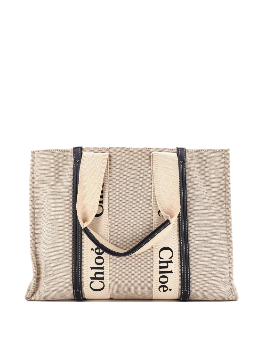 Chloé Pre-Owned Woody Canvas with Leather Large tote bag - Toni neutri