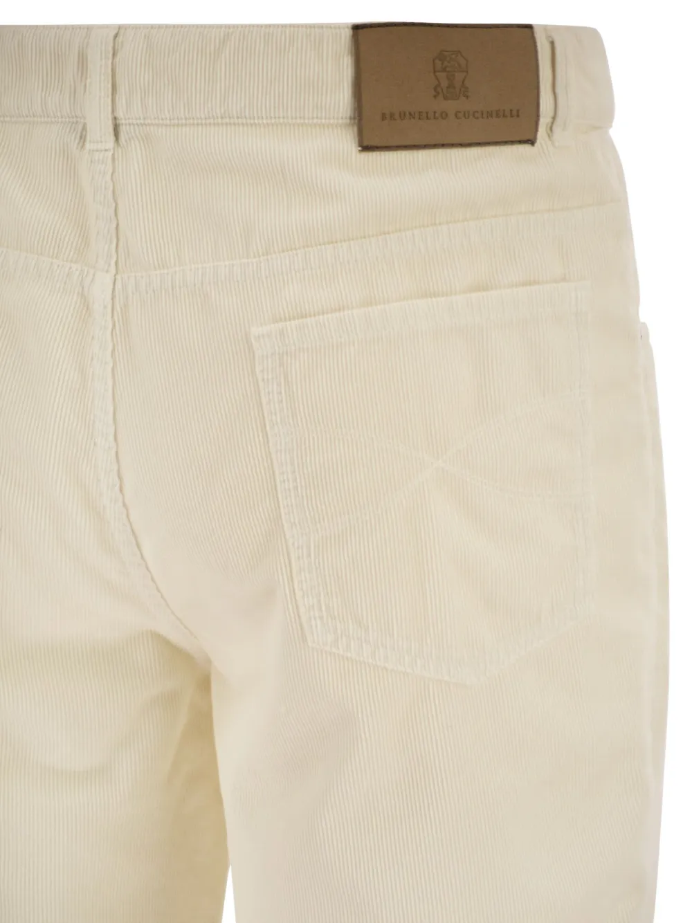 Brunello Cucinelli Ribfluwelen broek met vijf zakken Beige